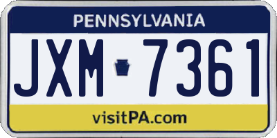 PA license plate JXM7361
