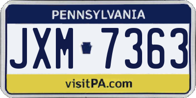 PA license plate JXM7363