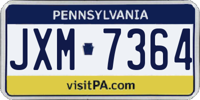 PA license plate JXM7364