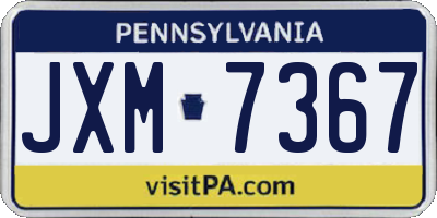 PA license plate JXM7367