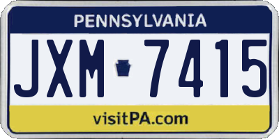PA license plate JXM7415