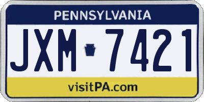 PA license plate JXM7421