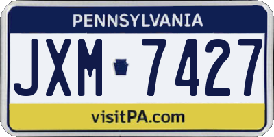 PA license plate JXM7427