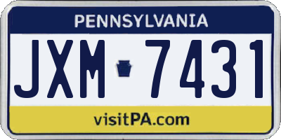PA license plate JXM7431