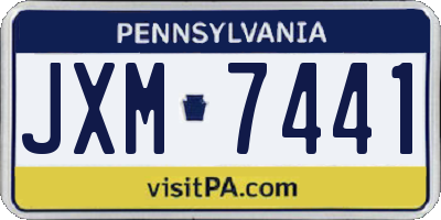 PA license plate JXM7441
