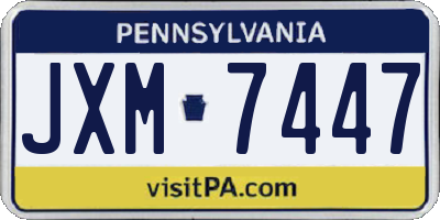 PA license plate JXM7447