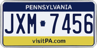 PA license plate JXM7456