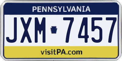 PA license plate JXM7457