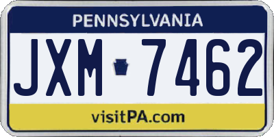 PA license plate JXM7462
