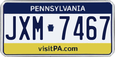 PA license plate JXM7467