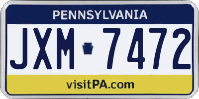 PA license plate JXM7472