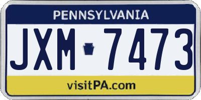 PA license plate JXM7473
