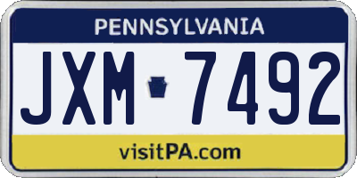 PA license plate JXM7492
