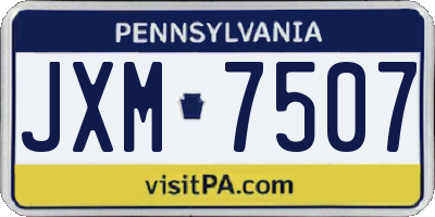PA license plate JXM7507