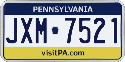 PA license plate JXM7521
