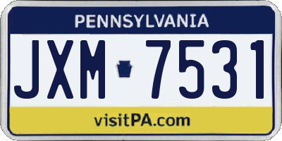 PA license plate JXM7531
