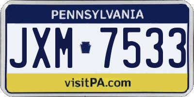 PA license plate JXM7533