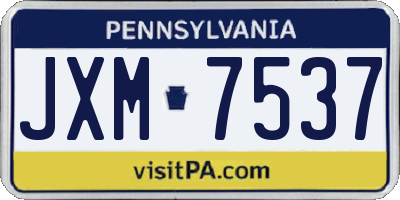 PA license plate JXM7537