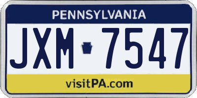 PA license plate JXM7547