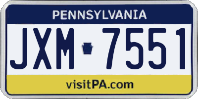 PA license plate JXM7551