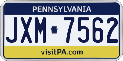 PA license plate JXM7562