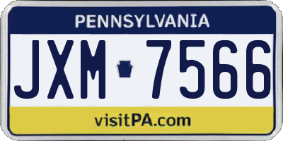 PA license plate JXM7566