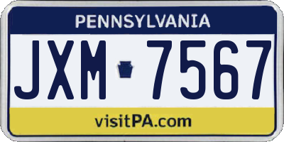 PA license plate JXM7567