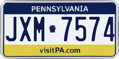 PA license plate JXM7574