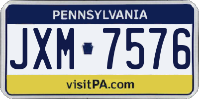 PA license plate JXM7576