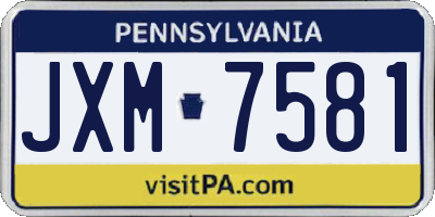 PA license plate JXM7581