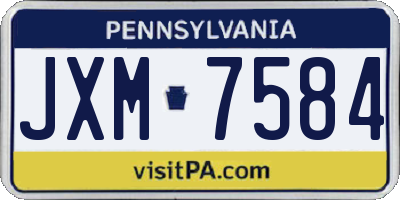 PA license plate JXM7584