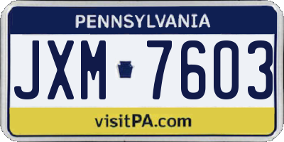 PA license plate JXM7603