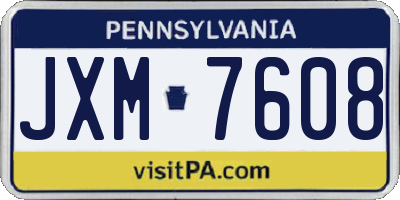 PA license plate JXM7608