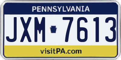 PA license plate JXM7613