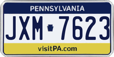 PA license plate JXM7623