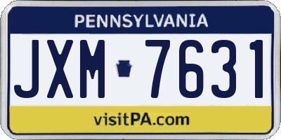 PA license plate JXM7631
