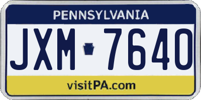 PA license plate JXM7640
