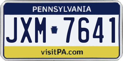 PA license plate JXM7641