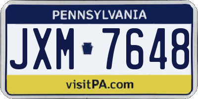 PA license plate JXM7648