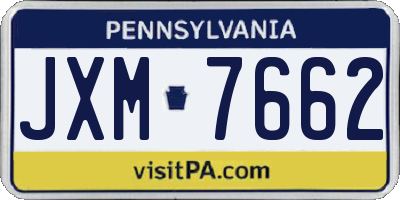 PA license plate JXM7662