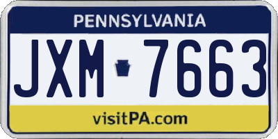 PA license plate JXM7663