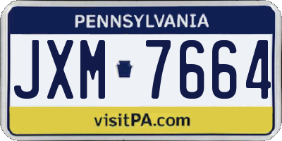PA license plate JXM7664