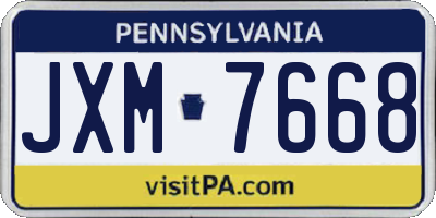 PA license plate JXM7668