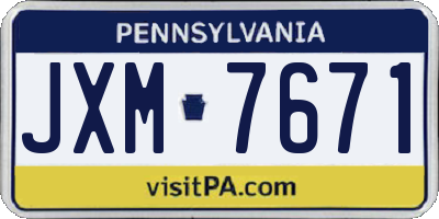 PA license plate JXM7671