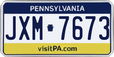 PA license plate JXM7673