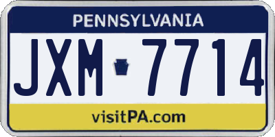 PA license plate JXM7714