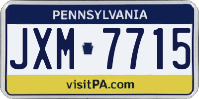 PA license plate JXM7715