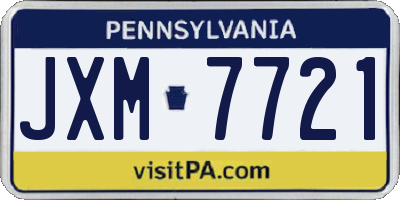 PA license plate JXM7721