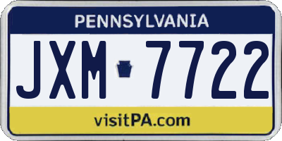 PA license plate JXM7722