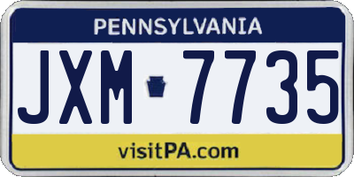 PA license plate JXM7735